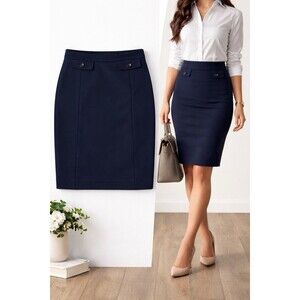 Tommy Hilfiger Navy Pencil Skirt Womens 10 Stretch Lined Preppy Office